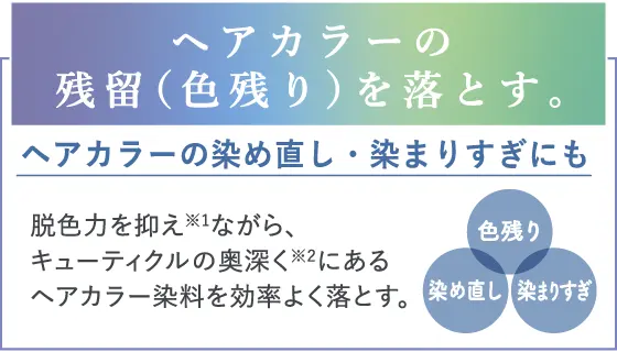 ヘアカラーの残留(色残り)を落とす。